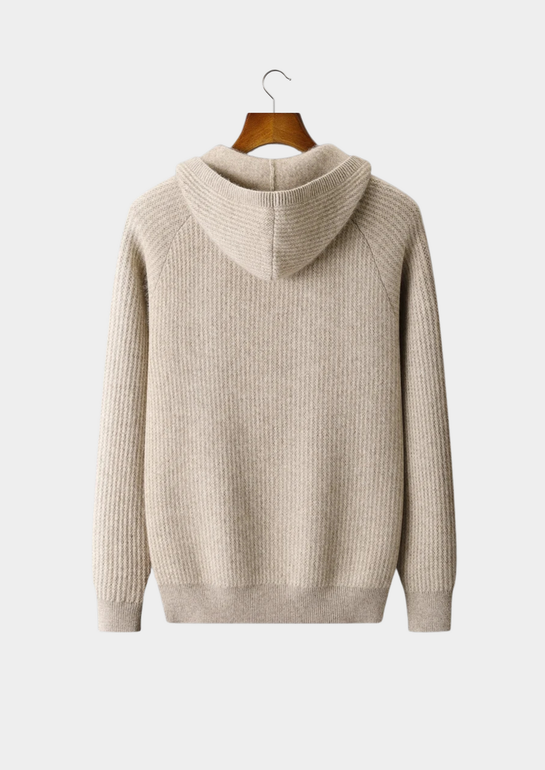 NOBA WOOL RIBBED ZIPPER HOODIE