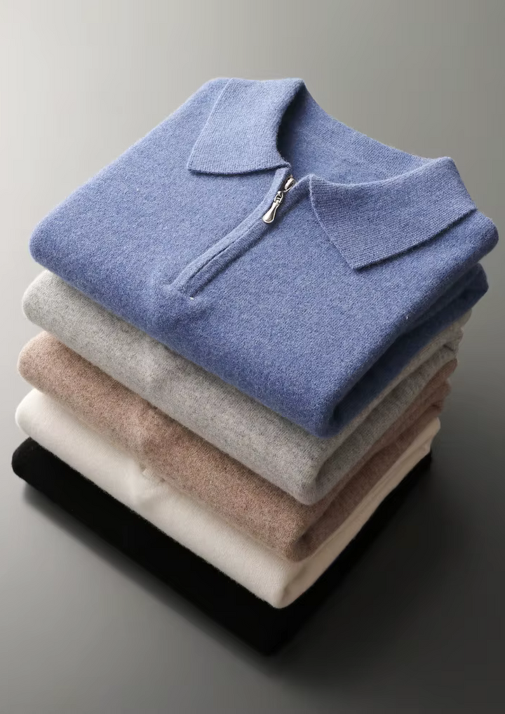 NOBA WOOL HALF ZIP POLO