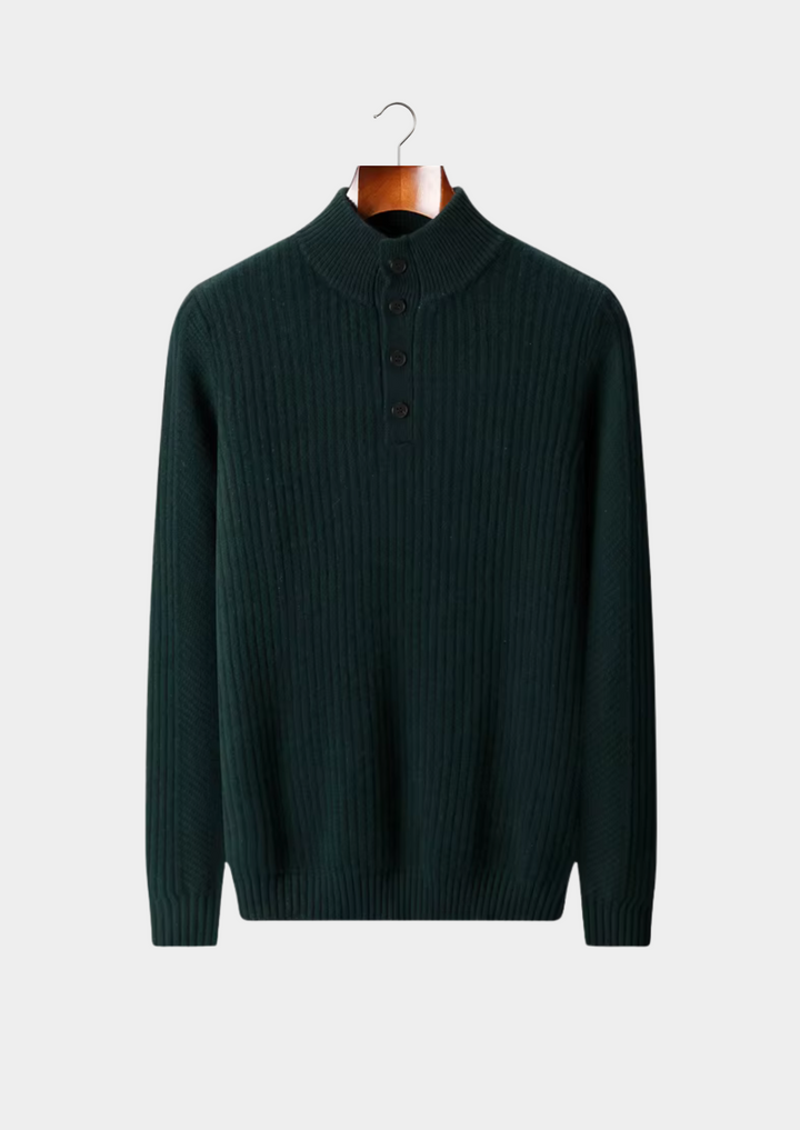 NOBA WOOL RIBBED HENLEY SWEATER