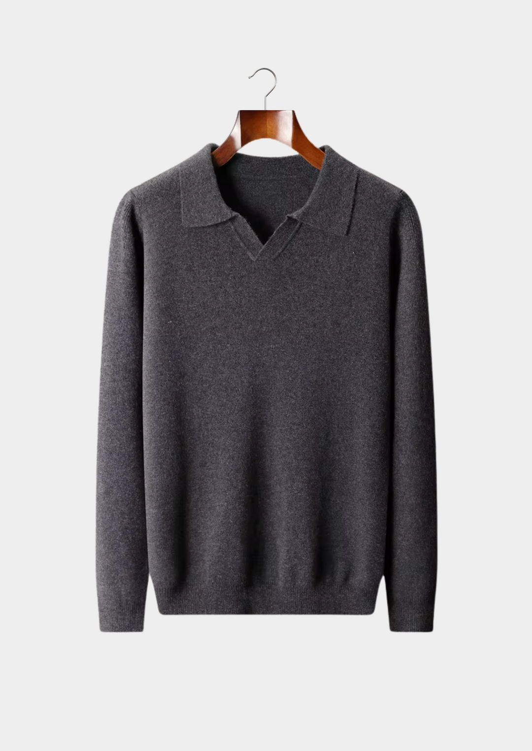 NOBA WOOL RIBBED BUTTONLESS POLO