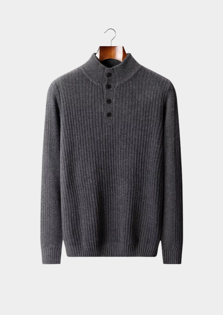 NOBA WOOL RIBBED HENLEY SWEATER