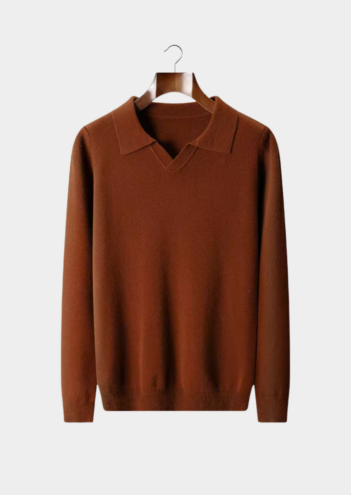 NOBA WOOL RIBBED BUTTONLESS POLO