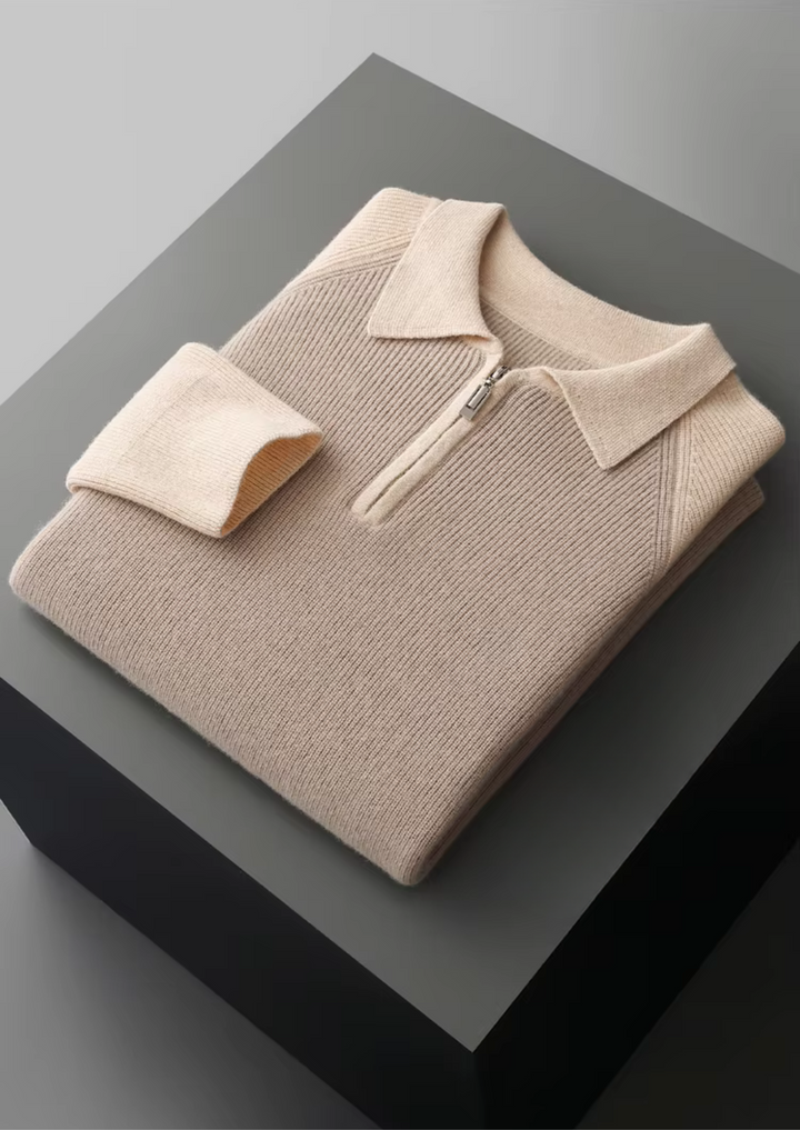NOBA TWO TONE ZIPPER SWEATER POLO