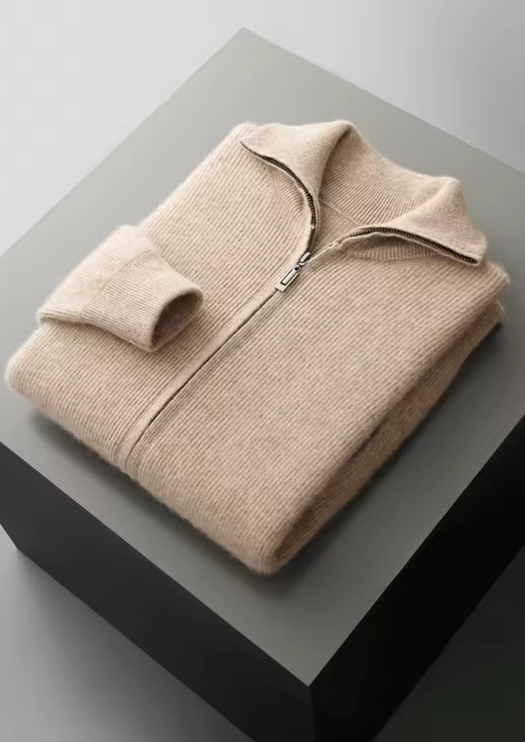 NOBA WOOL RIBBED ZIPPER CARDIGAN