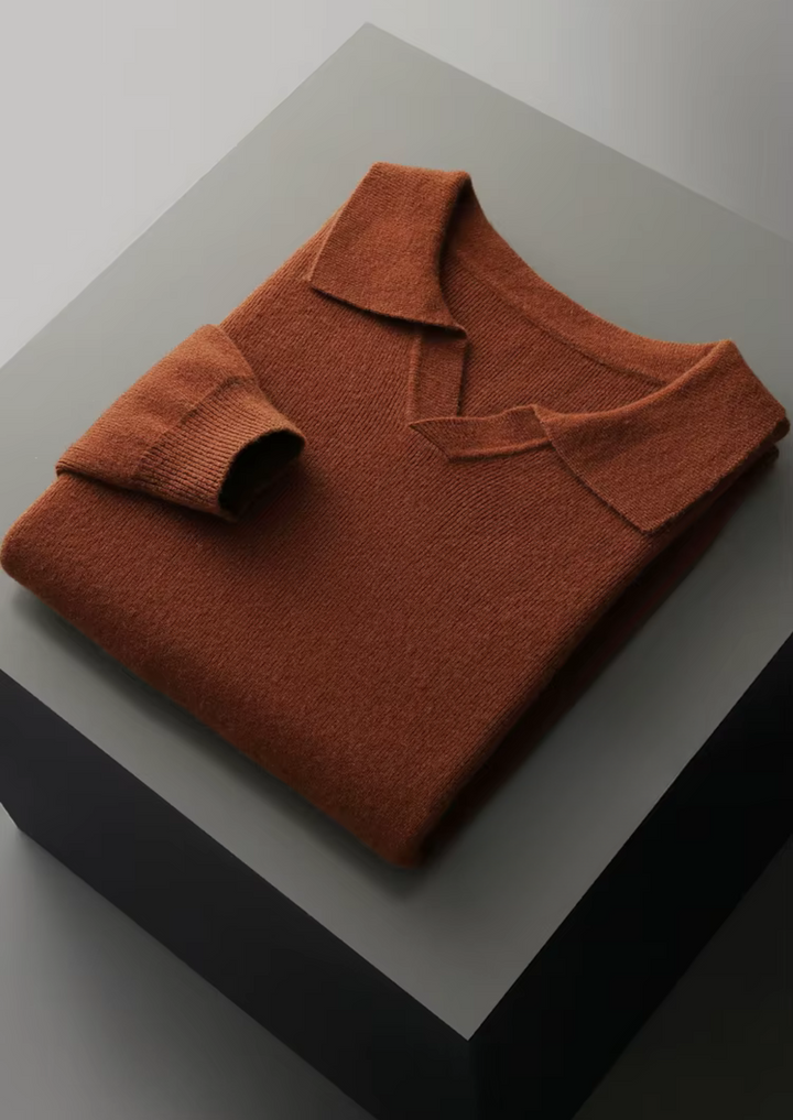 NOBA WOOL RIBBED BUTTONLESS POLO