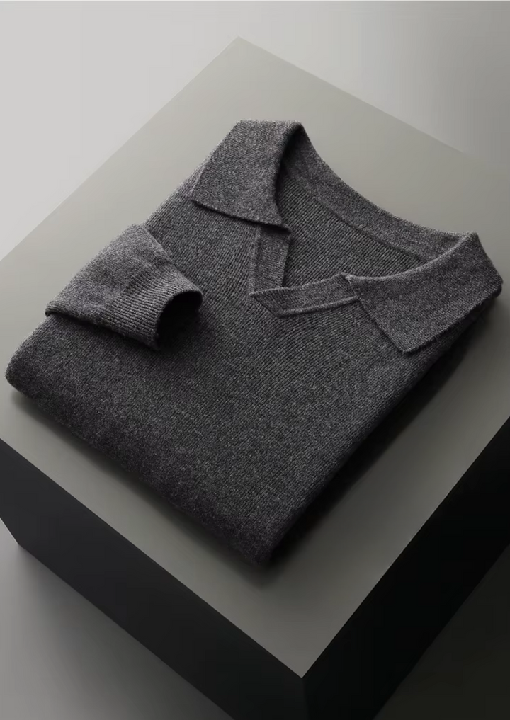 NOBA WOOL RIBBED BUTTONLESS POLO