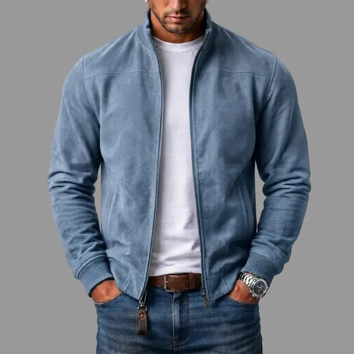 DONACCI Suede Bomber Jacket - Light Blue
