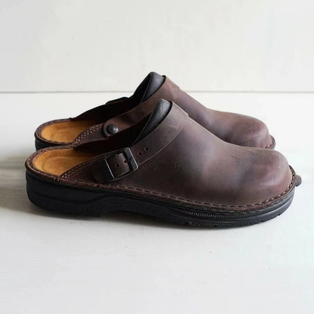 Leather Clogs - Men's Retro Slip On Shoes