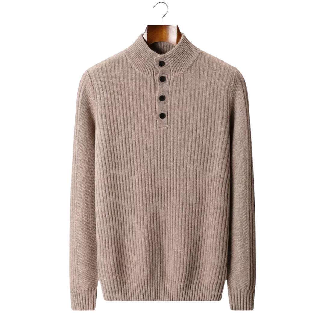 NOBA WOOL RIBBED HENLEY SWEATER
