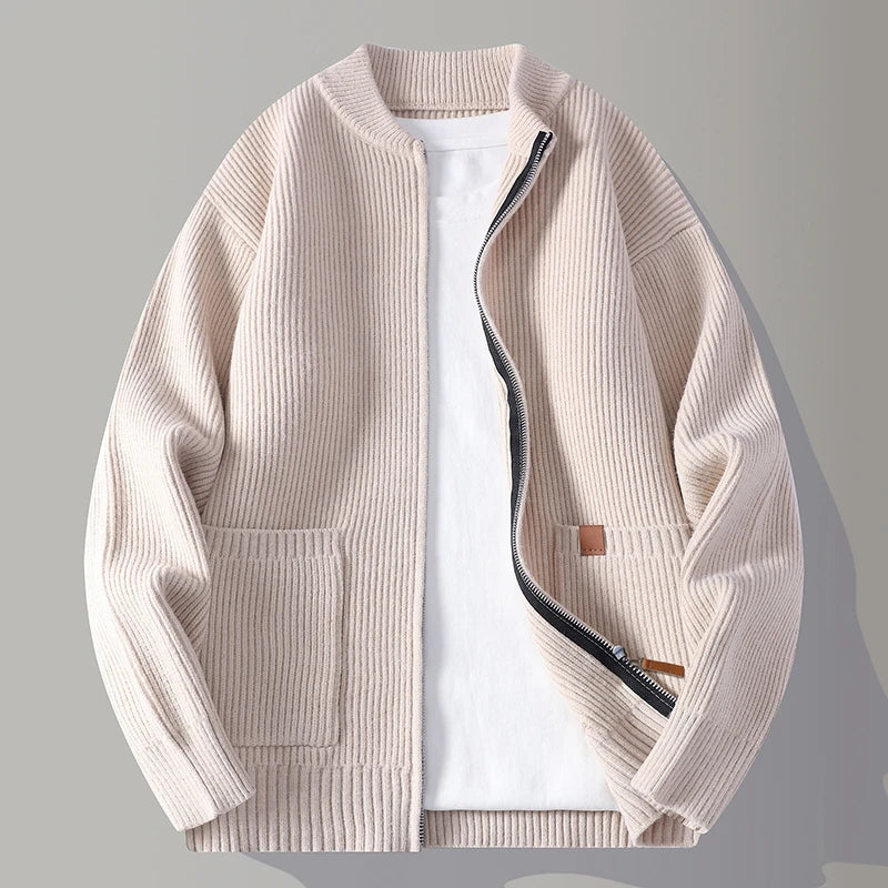 Adrian Knit Jacket - ribbed knit zip-up jacket