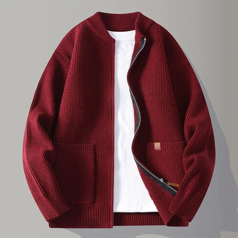 Adrian Knit Jacket - ribbed knit zip-up jacket