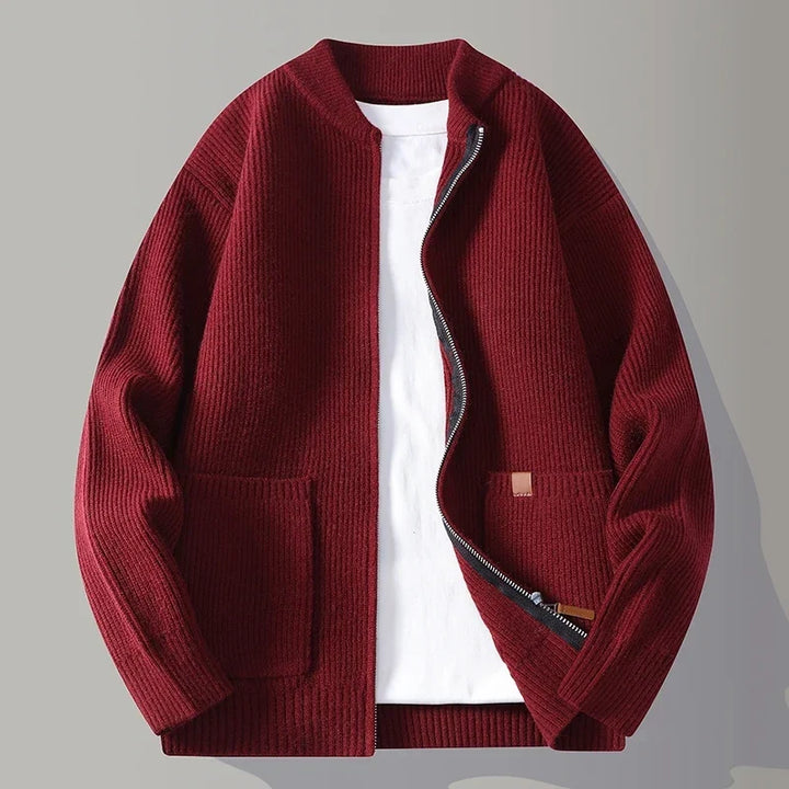 Adrian Knit Jacket - ribbed knit zip-up jacket