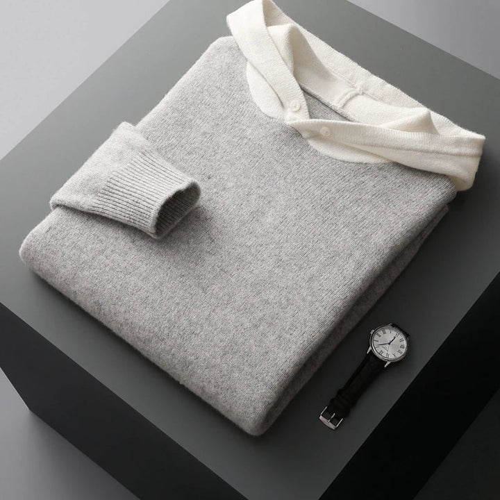 Alistair Merino Wool Hoodie fabric detail