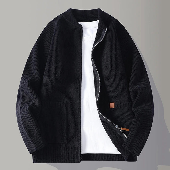 Adrian Knit Jacket - ribbed knit zip-up jacket