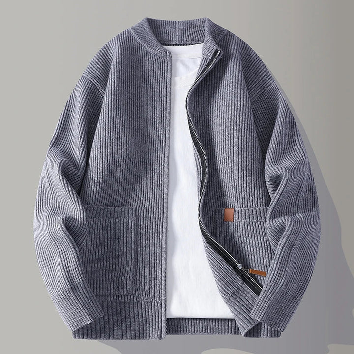 Adrian Knit Jacket - ribbed knit zip-up jacket