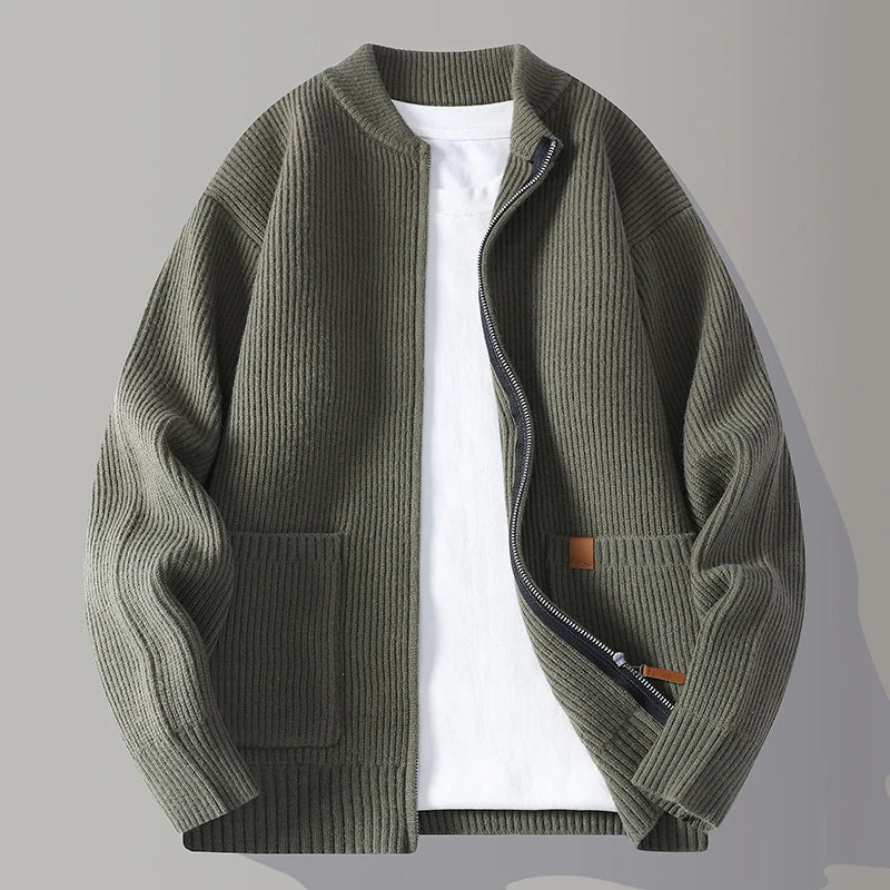 Adrian Knit Jacket - ribbed knit zip-up jacket