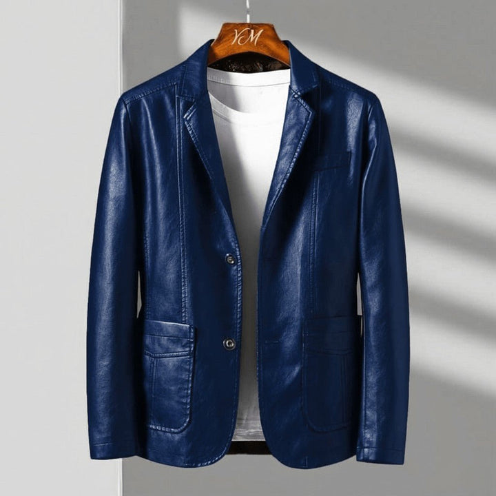 Alessandro Verdi Leather Jacket - Royal Blue