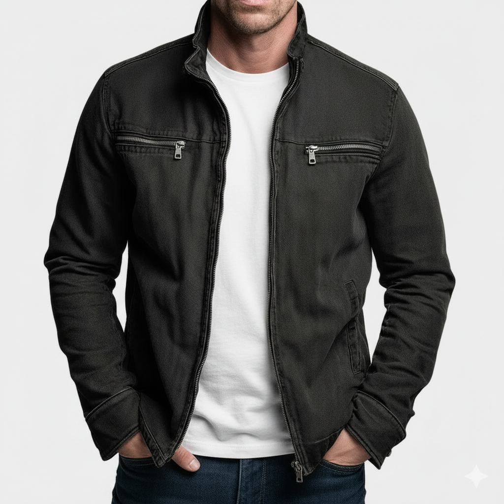Denver Vintage-Baumwolljacke mit Reißverschluss