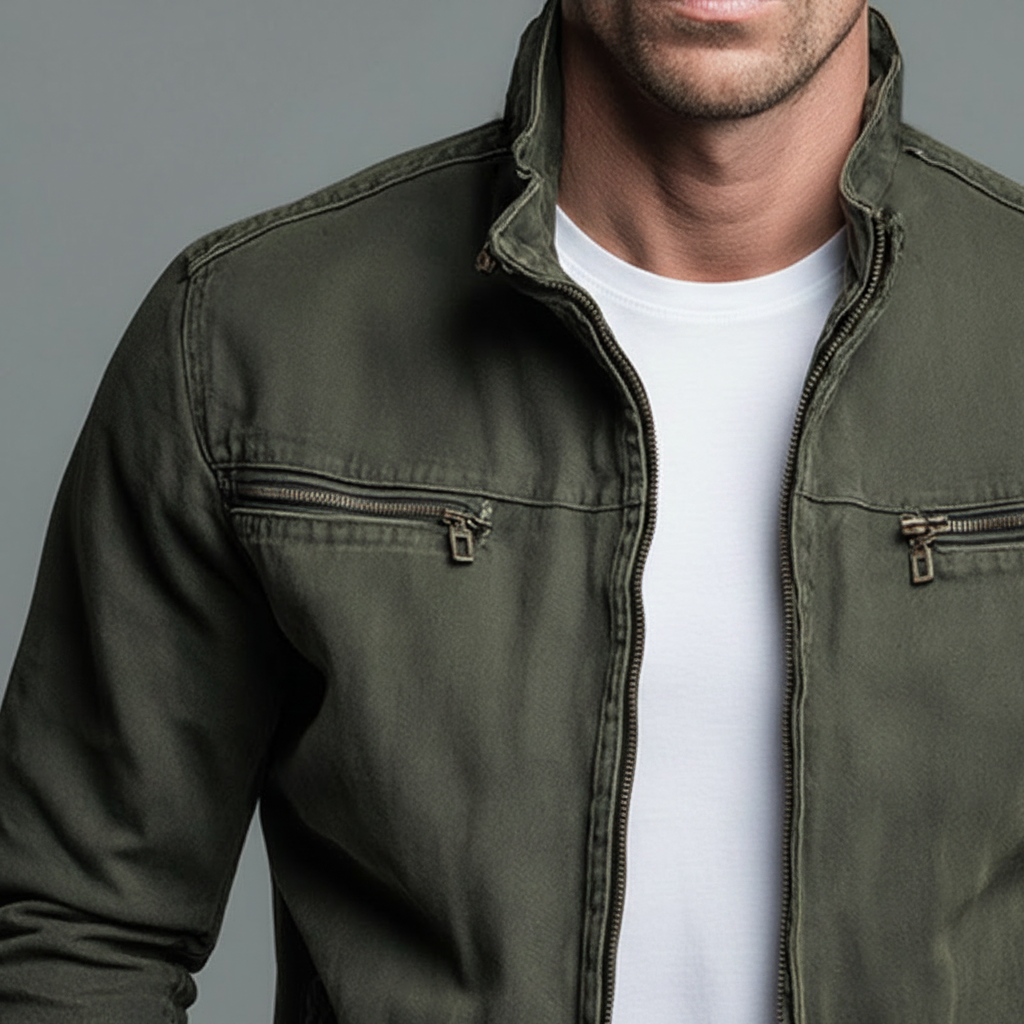 Denver Vintage-Baumwolljacke mit Reißverschluss