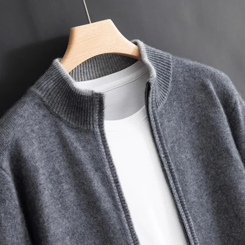 Riku Cashmere Zip Jacket in Khaki