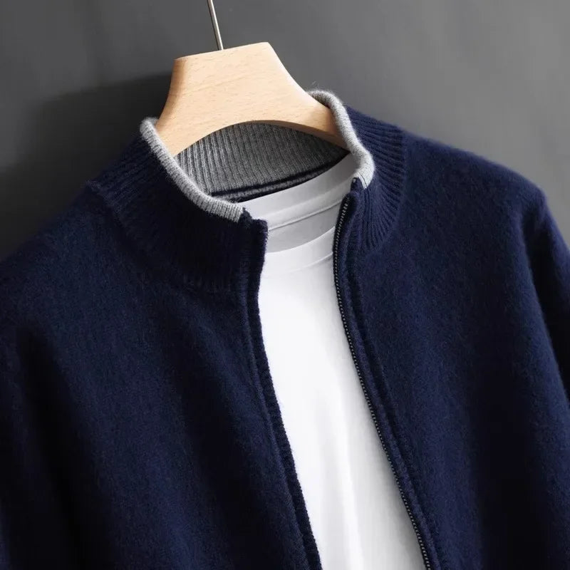 Riku Cashmere Zip Jacket in Gray
