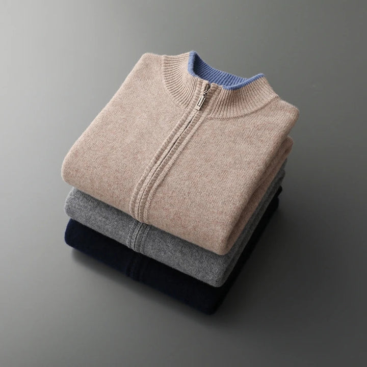 Riku Cashmere Zip Jacket in Gray