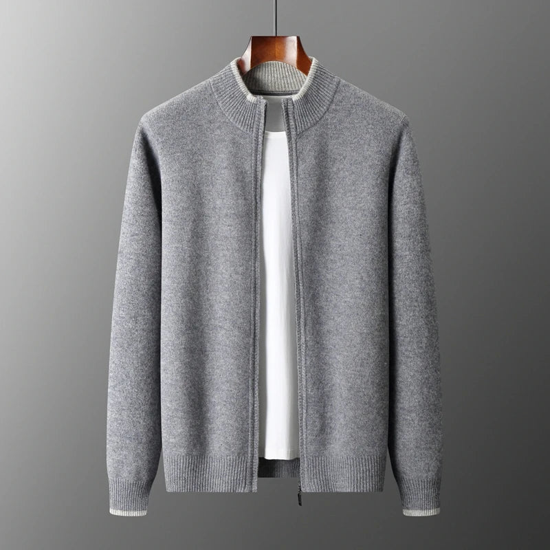 Riku Cashmere Zip Jacket in Navy Blue