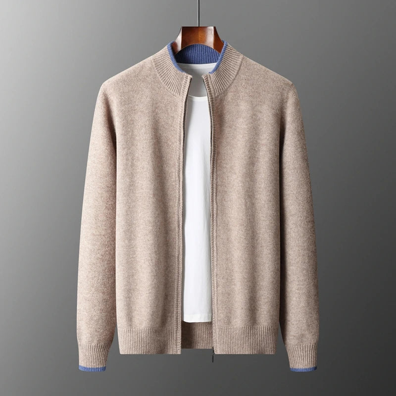 Riku Cashmere Zip Jacket in Navy Blue